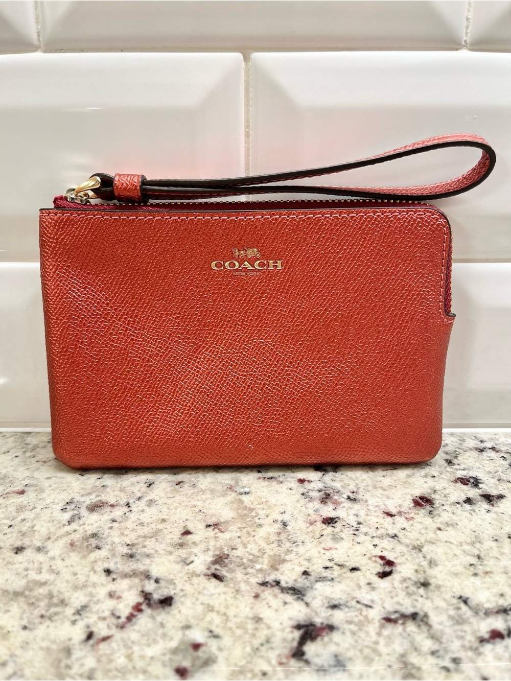 Coach Metallic Pumpkin Wristlet NWT